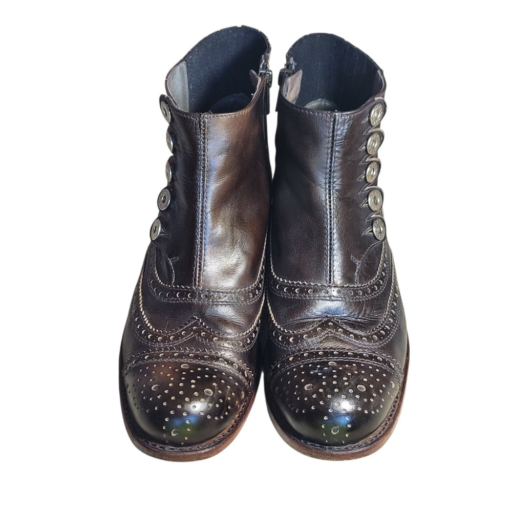 Sendra 1729 100th Anniversary Handmade Button Brogue Boots Brown Leather 8