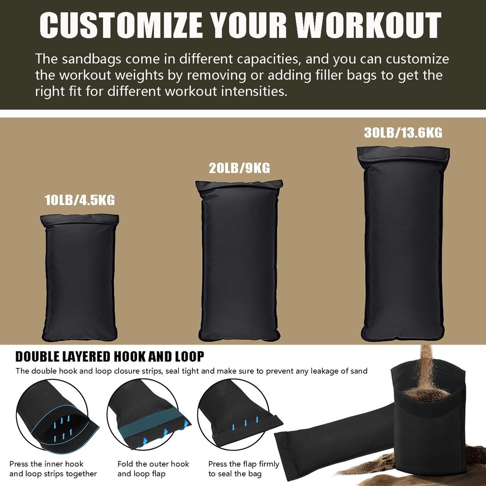 Adjustable Workout Sandbag for Weight Training, Cross Training, Strength Fit