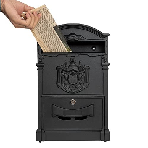 Wall Mount Mailboxes, Rust Resistant Locking Wall Mailbox for Outside, Black