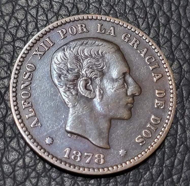 1878 Spain 5 Centimos Coin