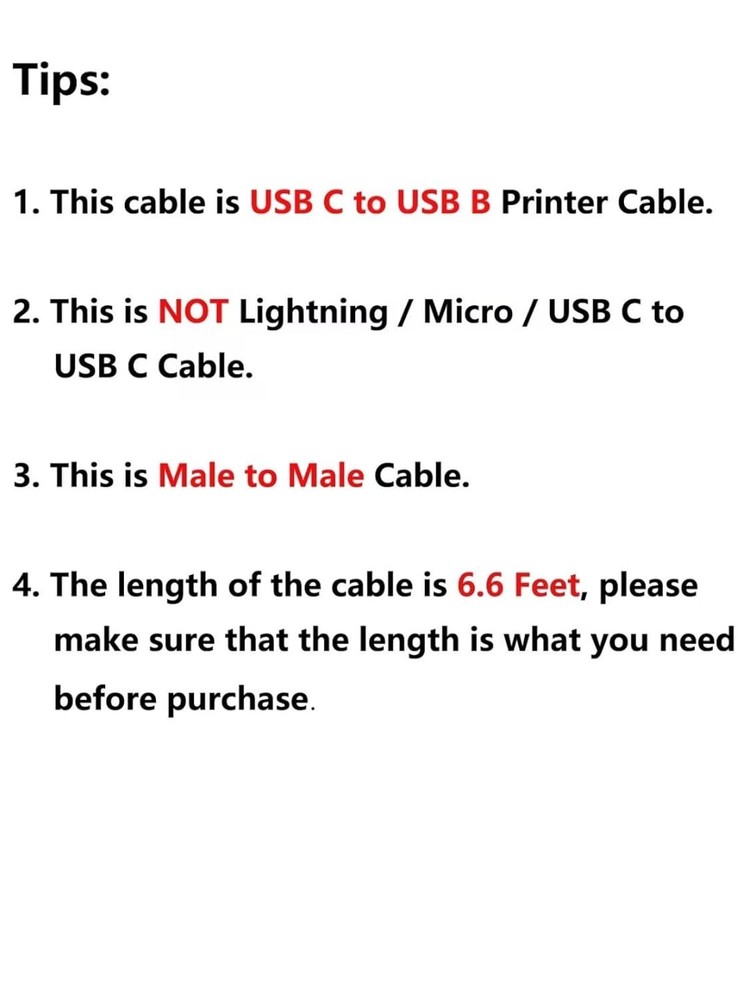 CableCreation USB B to C Printer Cable 6.6FT, Type B Black