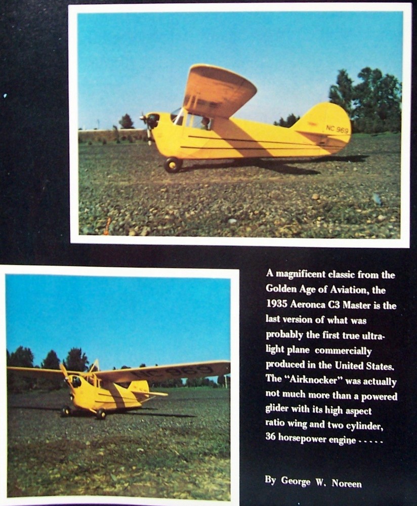 AERONCA C-3 PLAN + AIR TRAILS CONSTRUCTION ARTICLE for a 54" UC Model Airplane