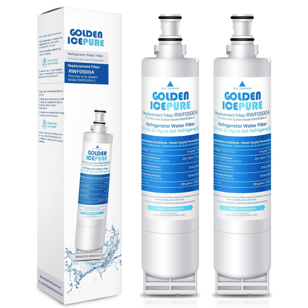 GOLDEN ICEPURE RWF0500A Refrigerator Water Filter Replacement for 4396508, 2PACK