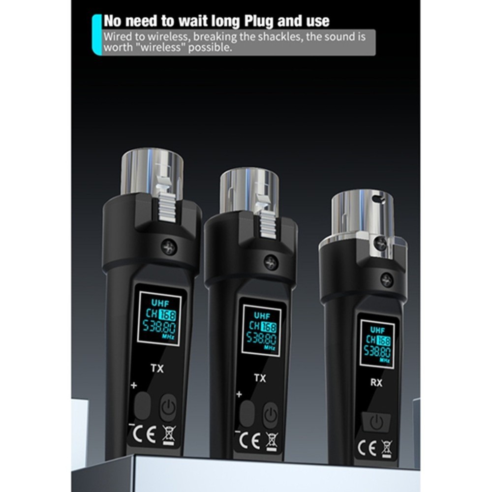 UHF Microphone System Adapter XLR Transmitter and Receiver for Dynamic2373