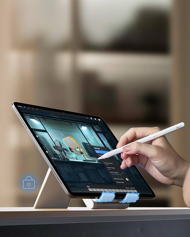 Adjustable Tablet Stand Holder Portable Foldable Desktop Stand Dock Plus Gray