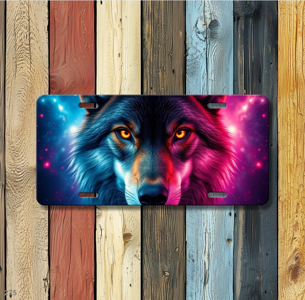Intense Wolf License Plate Add Text Front Bumper Plate Holiday Gift