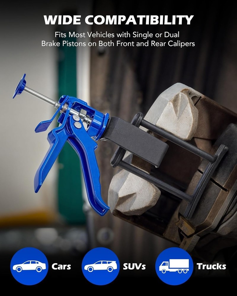 Dual Piston Brake Caliper Compressor, Heavy Duty for Brake Pad Replacement, D...
