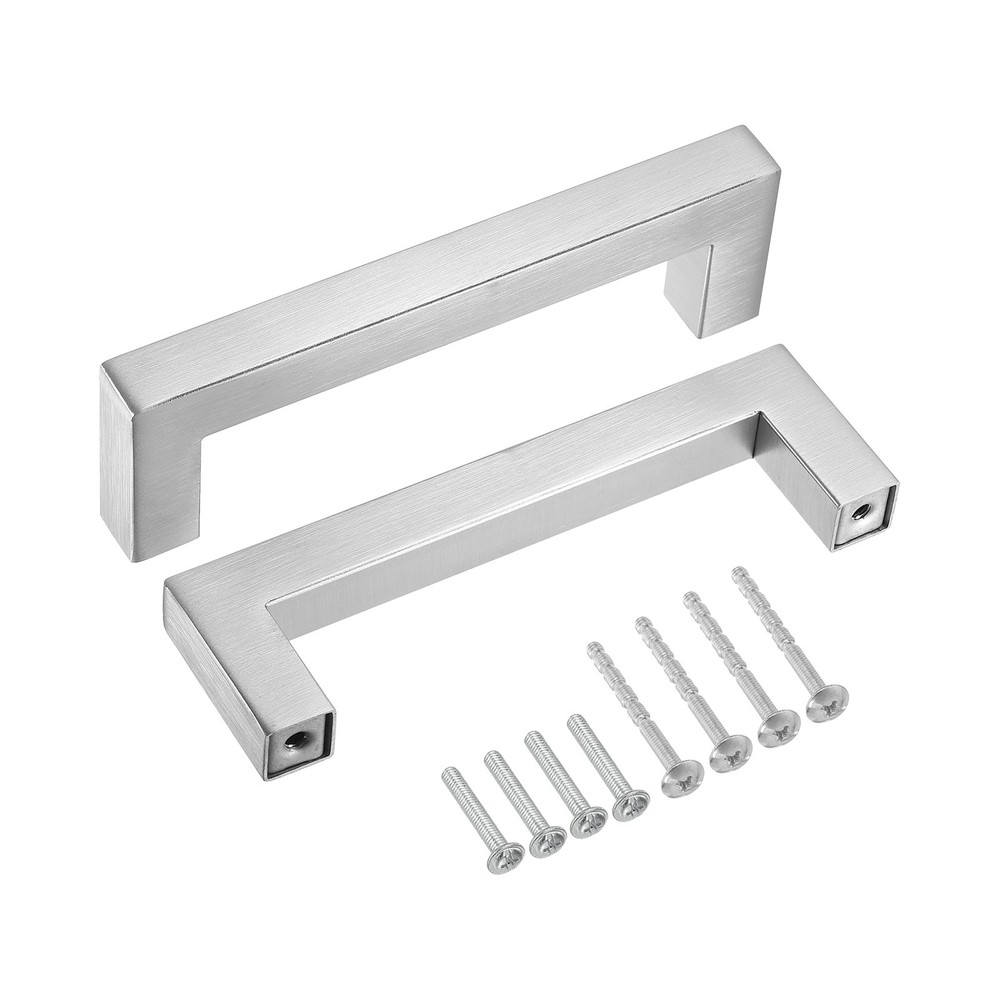 20 Pack Square Bar Drawer Handles, 4" Hole Center Kitchen Cabinets Pull, Silver