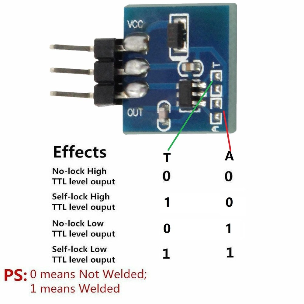 10Pack 2.5-5V TTP223 Capacitive Touch Switch Button Self-Lock Key Module