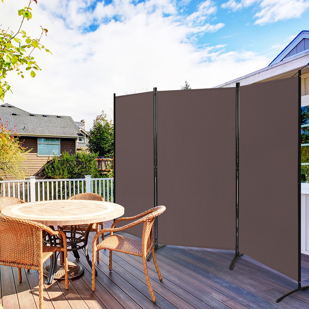 3-Panel Room Divider Folding Privacy Partition Screen for Office Room Brown