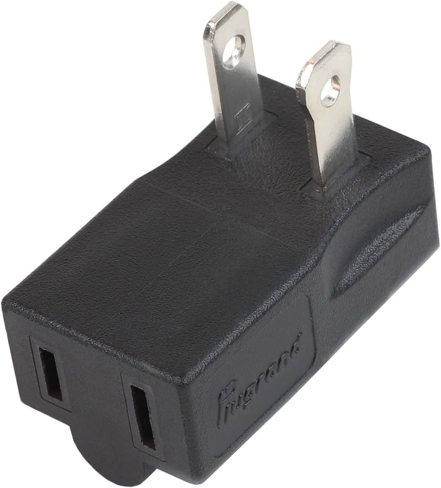 Polarized 2-Prong L Type Adapter, Vertical Right Angled Down Angle AC Black