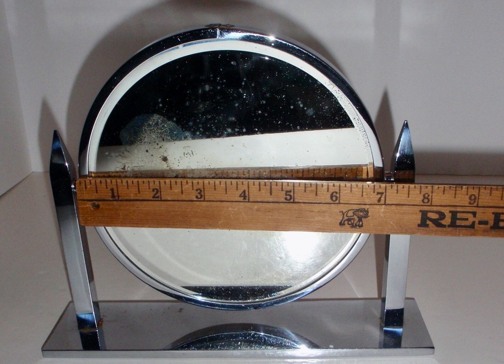 Antique Art Deco Streamline Chrome Obelisk Double Vanity Mirror