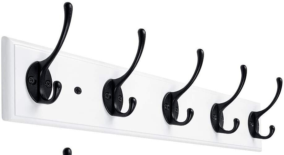 CLOTHES HANGING RACK BAMBOO 17" WHITE COAT , STRONG & STURDY