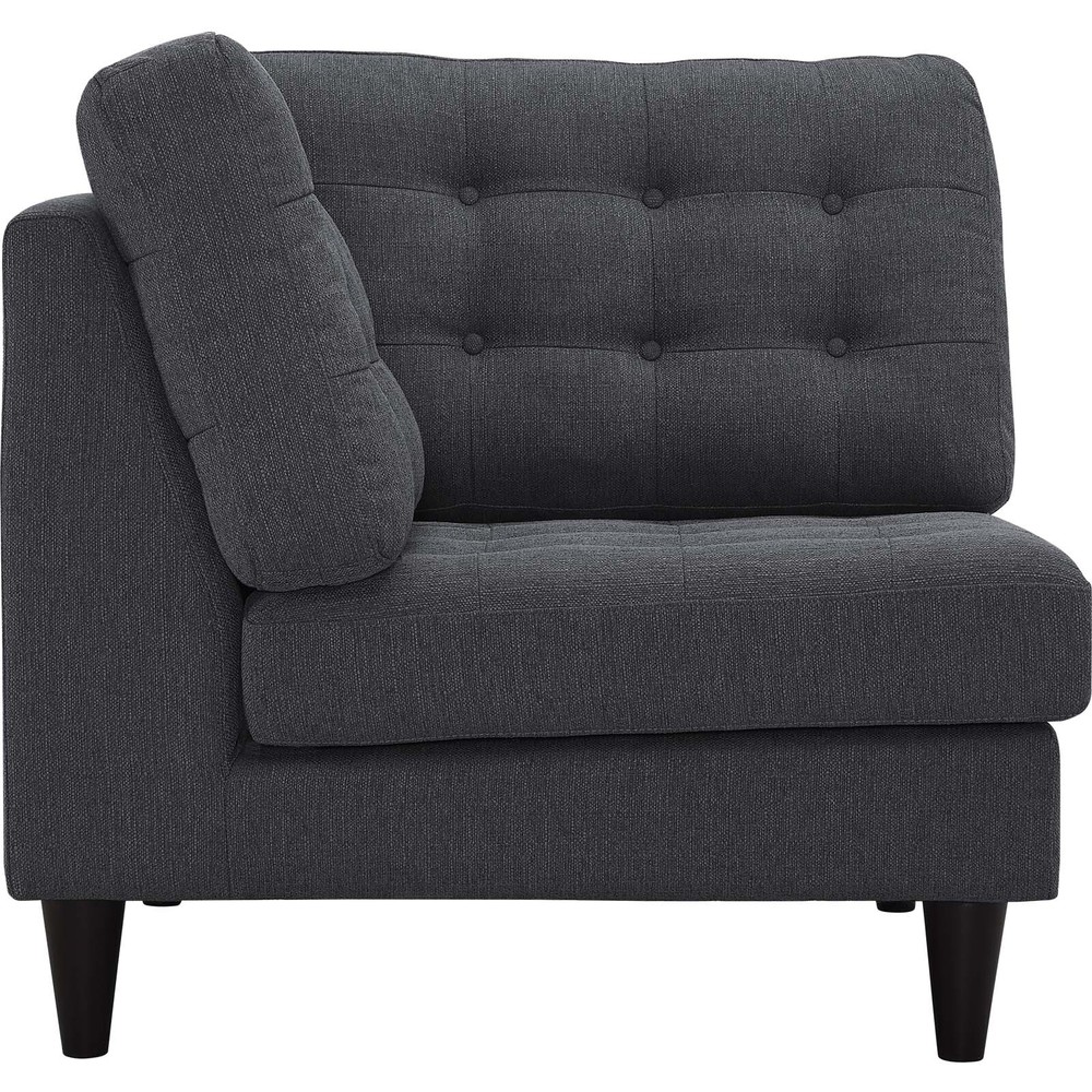 Modway Empress Upholstered Fabric Corner Sofa in Gray