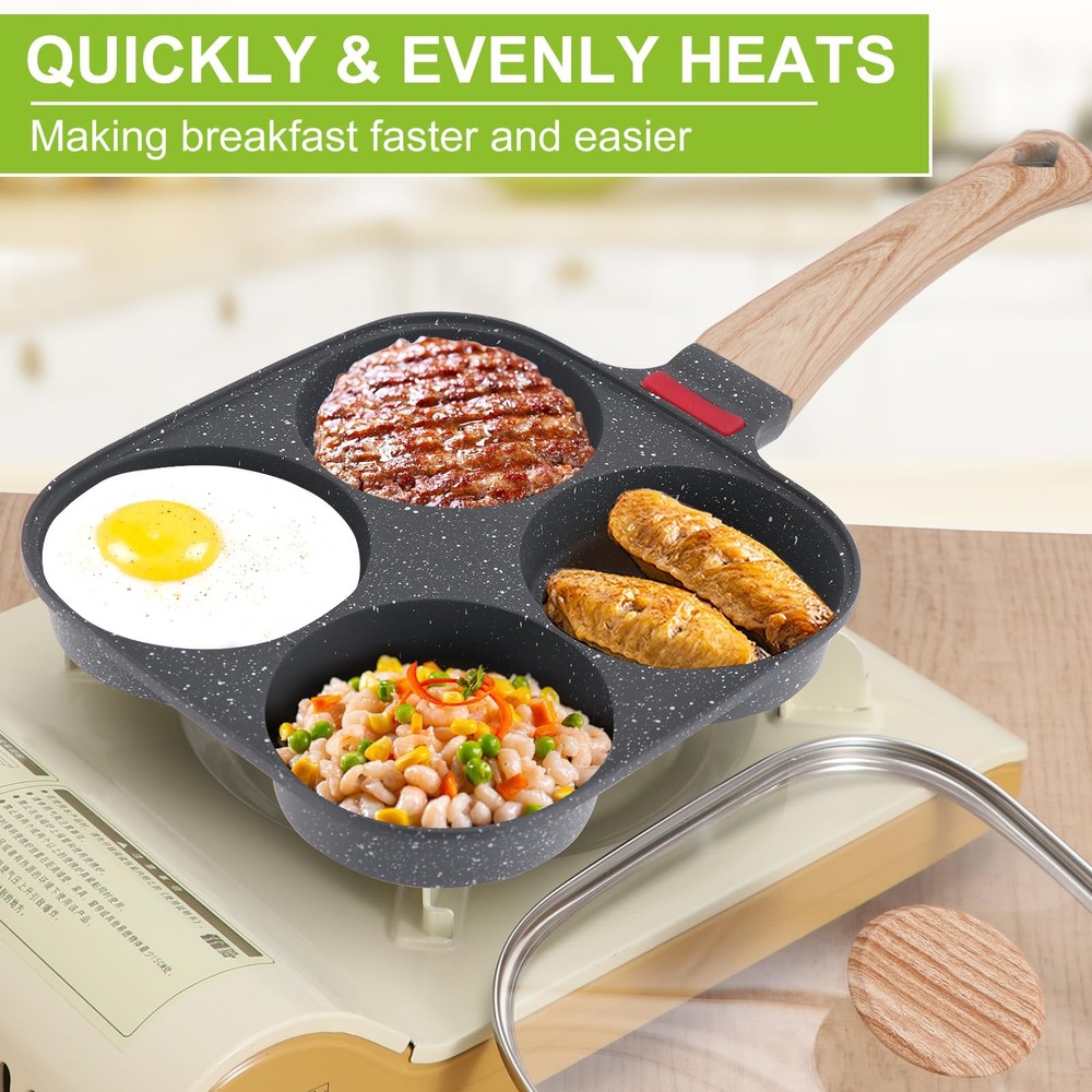 4Cup Egg Pan, Premium Egg Pans Nonstick, Omelette Pan with Lid , Healthy Egg ...