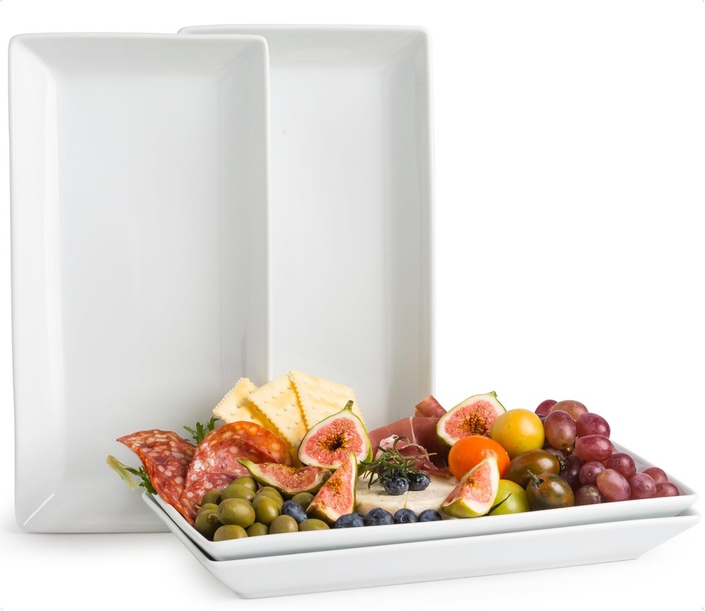 YHOSSEUN Porcelain Serving Platters Rectangular Trays White Serving Platters ...