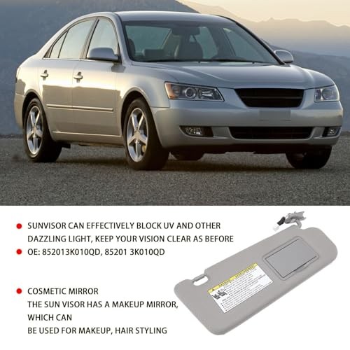 Car Side Sun Visor, Sunvisor Assy Grey 852013K010QD Replacement for Right
