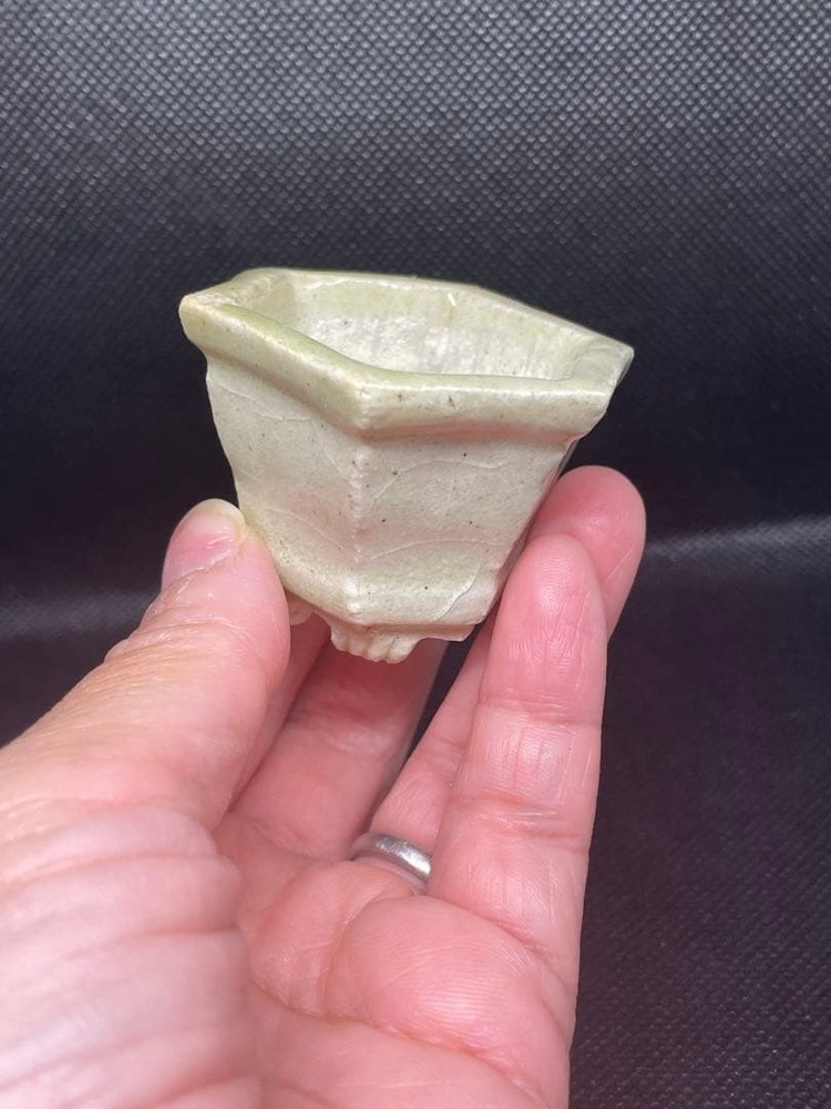 Hand-made Hexagonal Bonsai Pot Japanese Art Shape Miniature Tree Container White