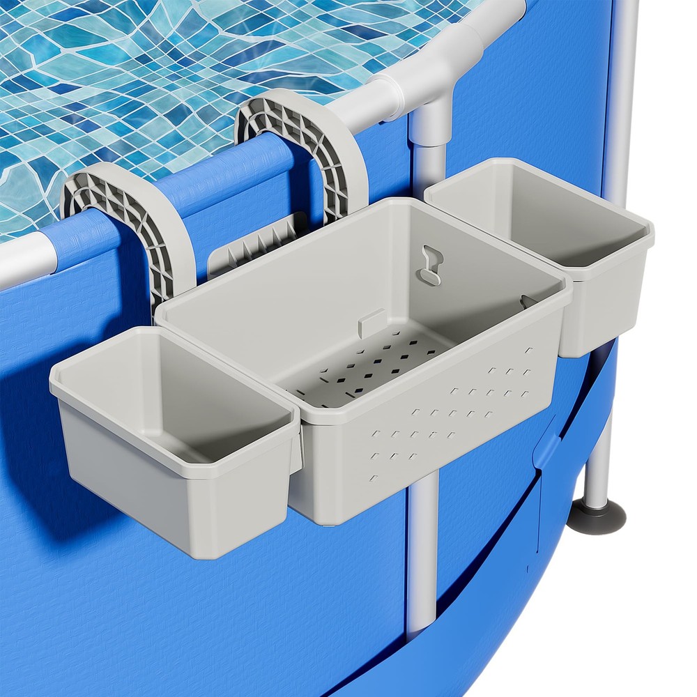 Poolside Storage for Above Ground Pool Accessories, Thickened Plastic Pool Ba...