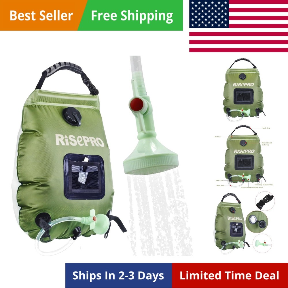 Solar Shower Bag, 5 gallons/20L Solar Heating  Camping Shower Bag Hot Water w...