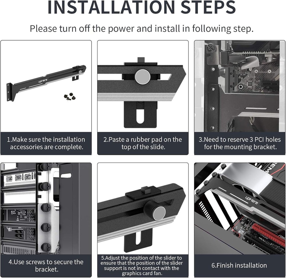 Essential GPU Brace Support for Desktop - Black&White Adjustable Holder, G27654
