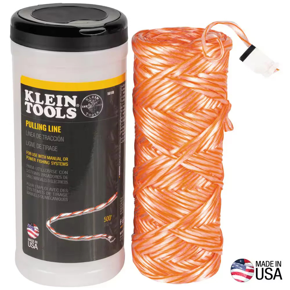 Klein Tools Poly Pull Line 500 Ft Orange Tracer 210 lb Break Strength 56108