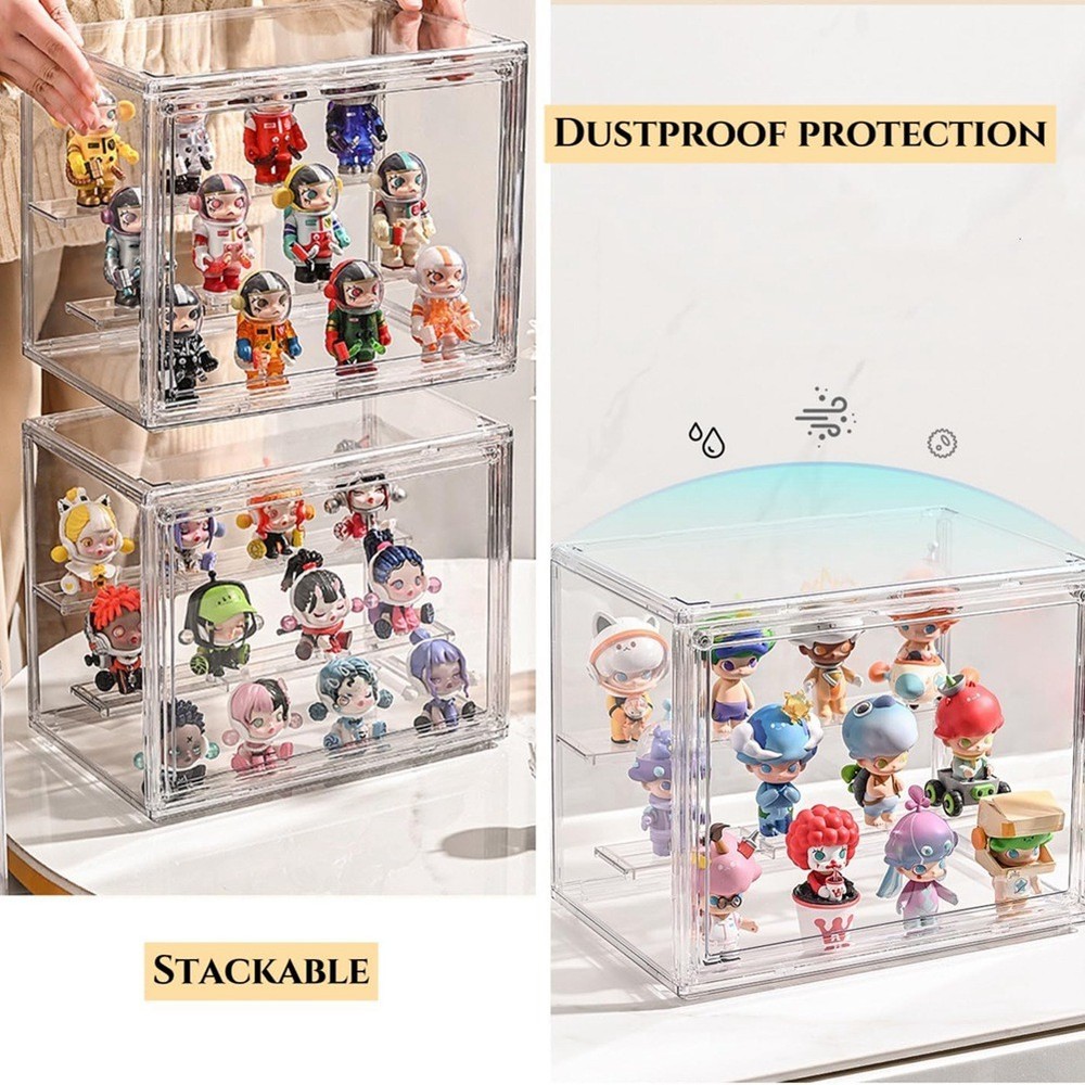 Clear Acrylic Display Case 3 Tier Display Shelf, Stackable Showcase with1542