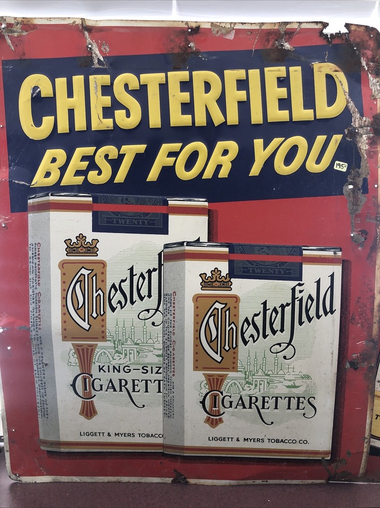 Vintage original chesterfield cigarette tin sign￼
