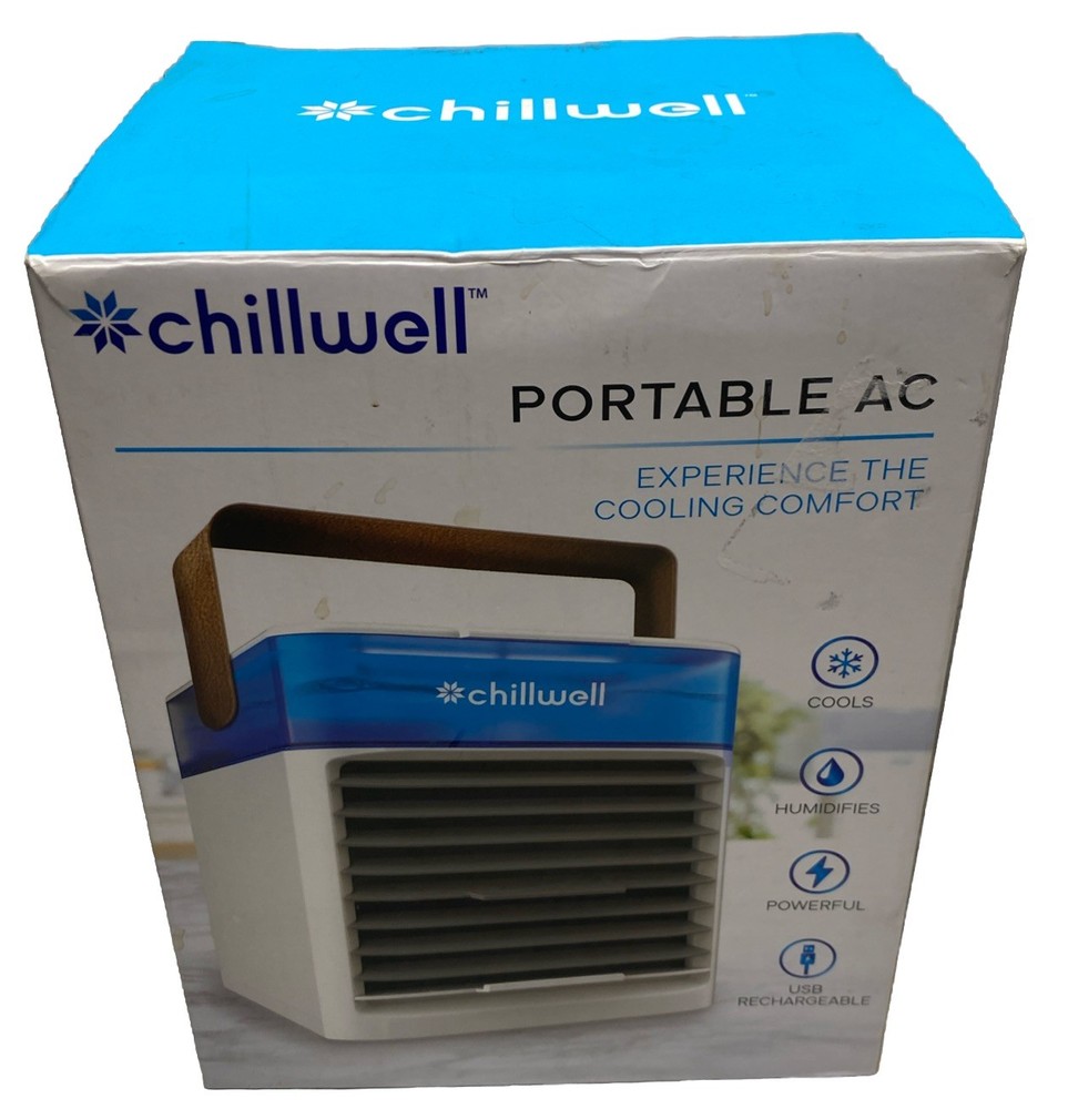 Chillwell AC Cordless USB Rechargeable Portable Air Conditioner W/ 7 Light Color