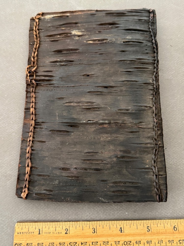 DARK TEXTURED BIRCH BARK FOLDER BOOK JOURNAL COVER WITH STITCHED BINDING
