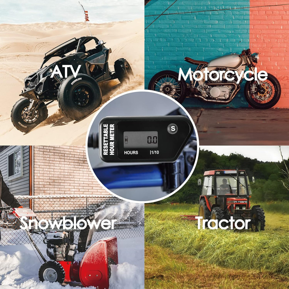 Digital Inductive Hour Meter Waterproof LCD Engine Hourmeter Gauge