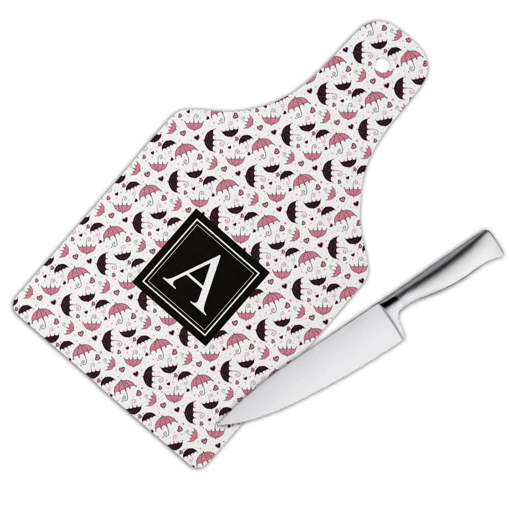 Gift Cutting Board : Dotted Umbrellas Hearts Lace Seamless Pattern Baby Shower