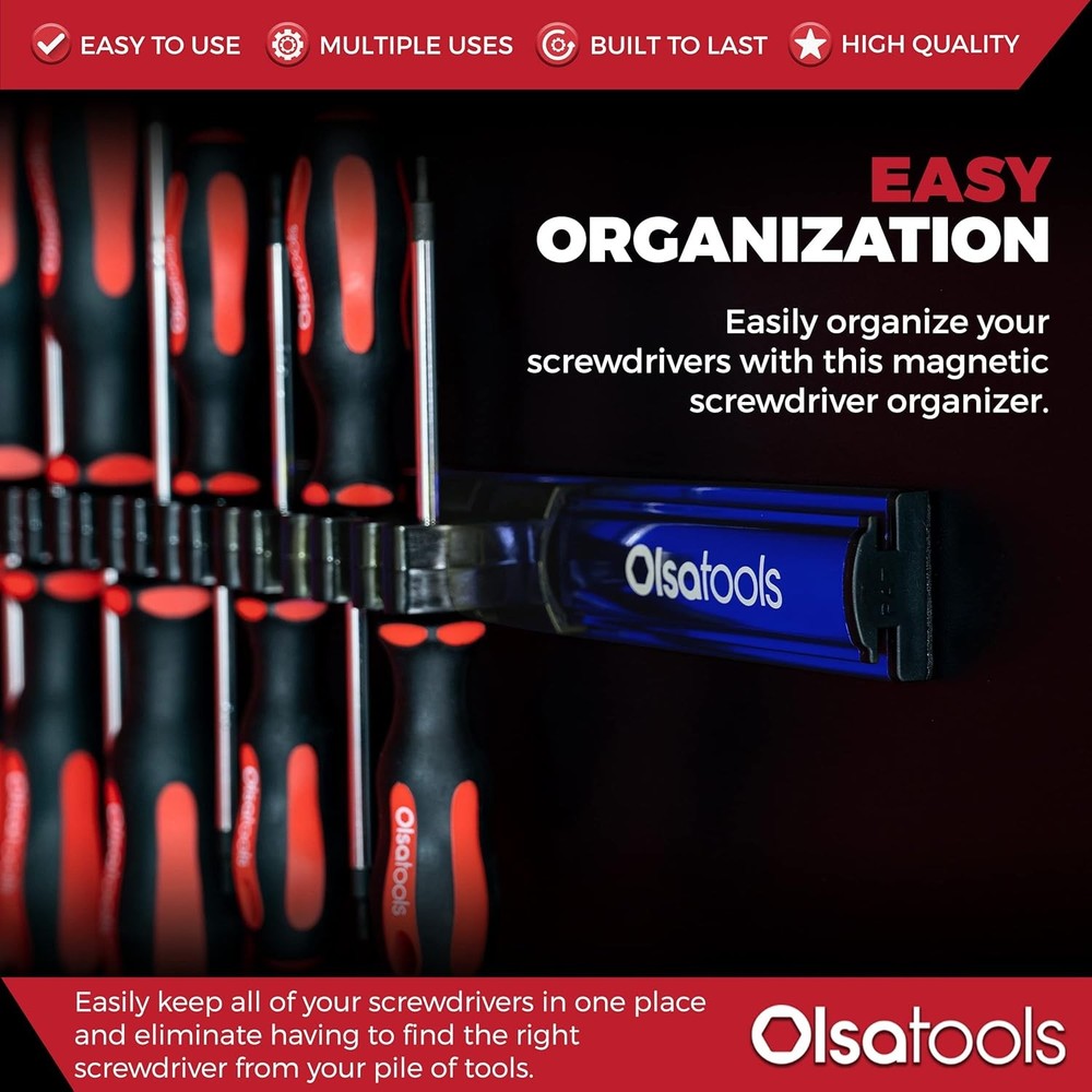 Olsa Tools Magnetic Screwdriver Organizer - Screwdriver Holder