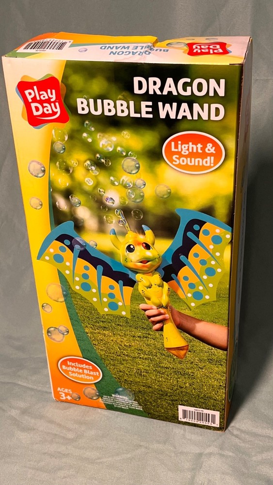 PlayDay Dragon Bubble Blowing Wand w/ Lights and Sounds Includes Bubble Solution