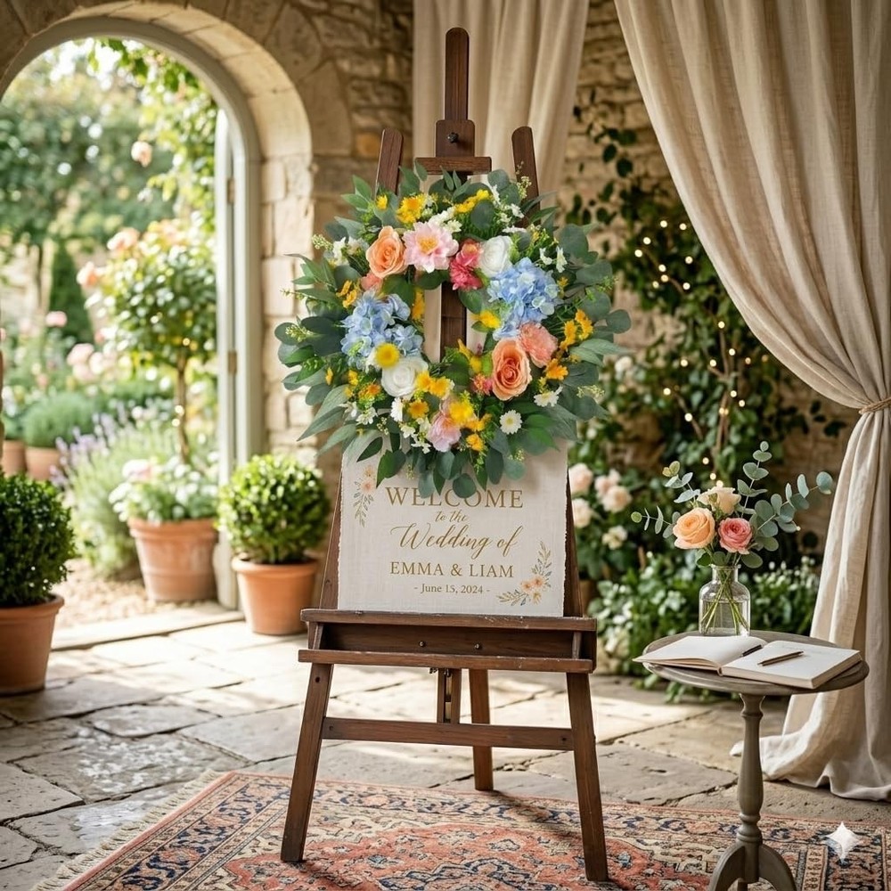 26 Inch Spring Wreath for Front Door Easter Wreath with Hydrangea, Peony & Ro...