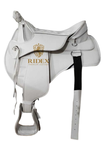 White Synthetic Treeless Western style with Extra Panel 18".