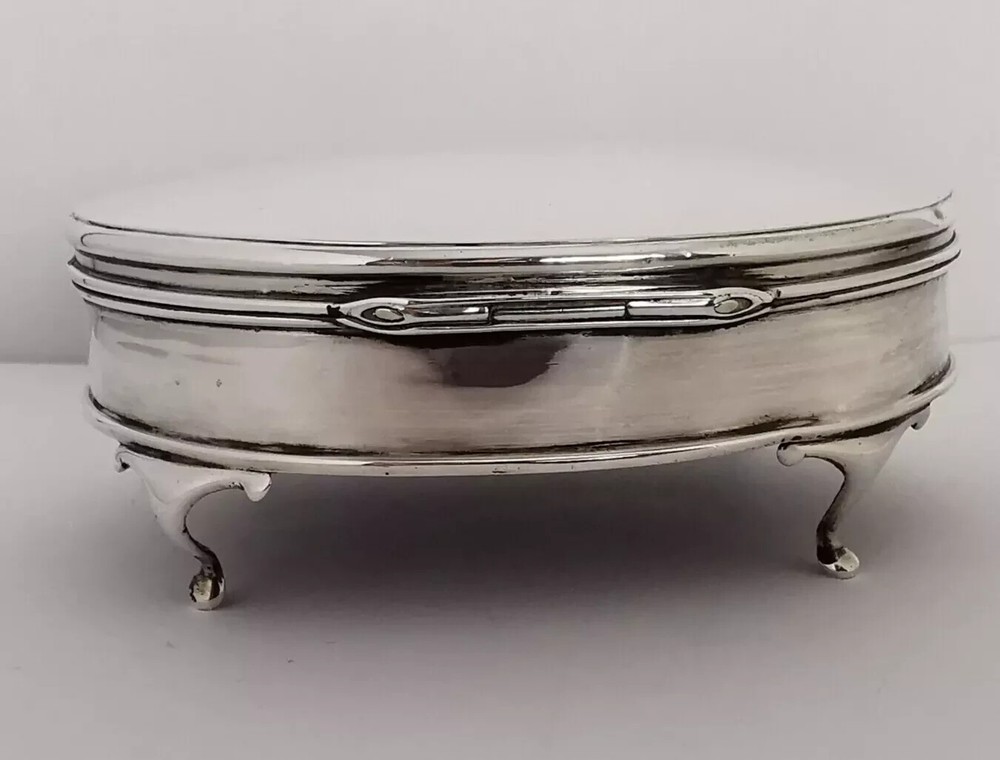 Antique Solid Silver Jewellery Box - Birm. 1914