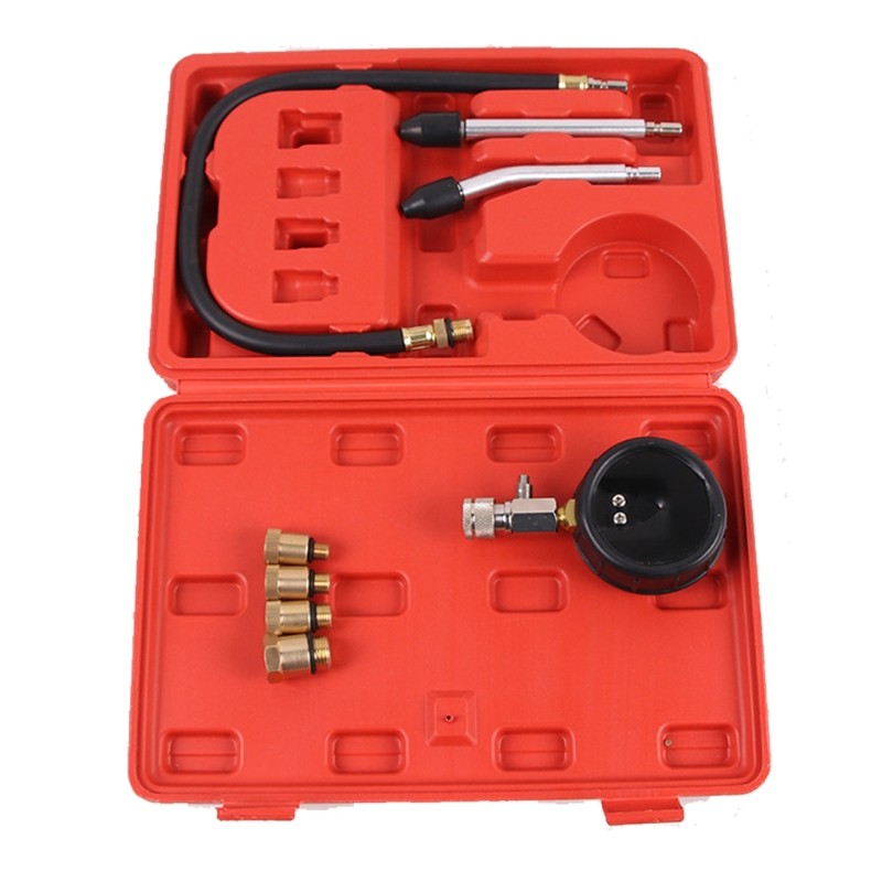 Engine Cylinder Compression Test Gauge Detector Kit Set Adapters and Pipes