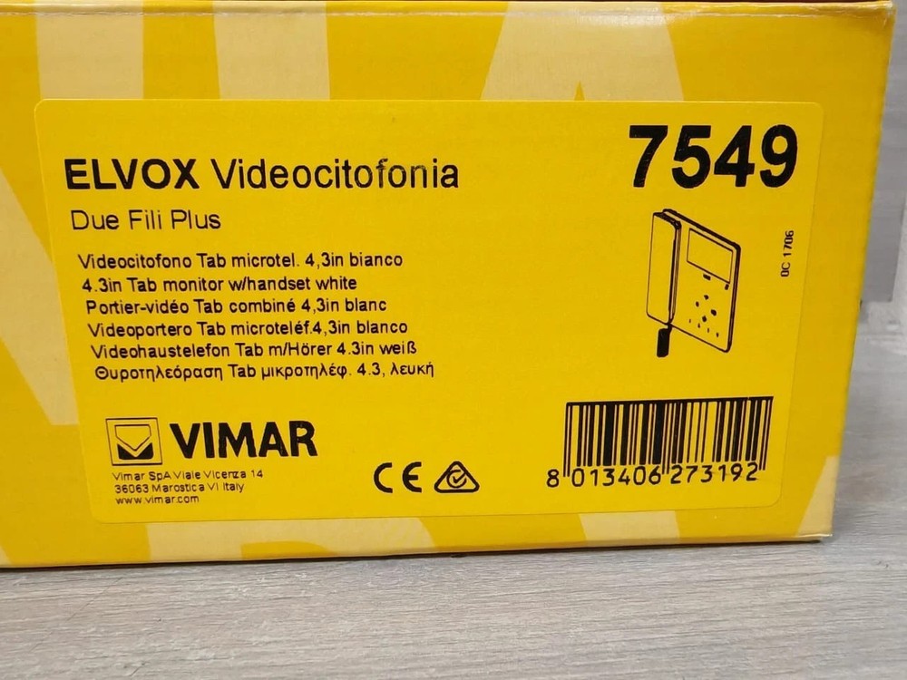 VIMAR ELVOX VIDEOCITOFONIA 7549 VIDEO INTERCOM TAB 4.3