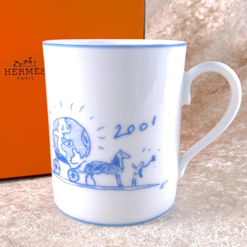 Hermes Paris Mug Cup 2001 Limited White Porcelain Tableware with Box