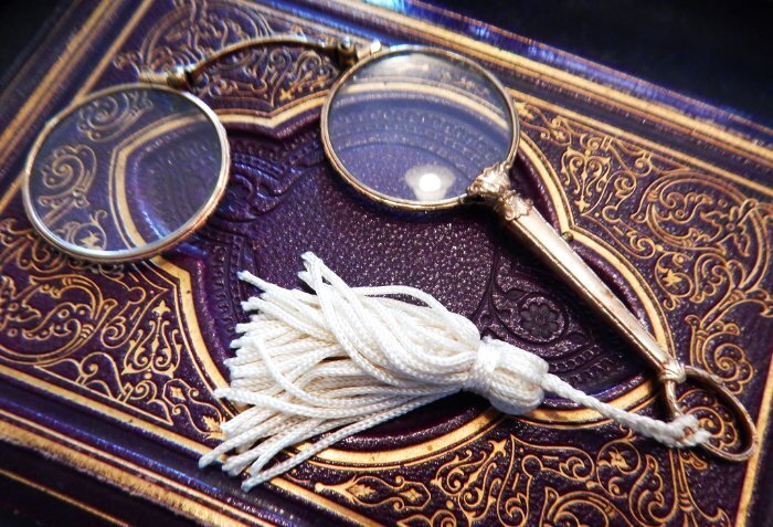 Antique Victorian Working Magnifying Folding Lorgnette Spectacles Eyeglasses