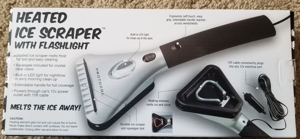 Protocol Heated Ice Scraper with Flashlight