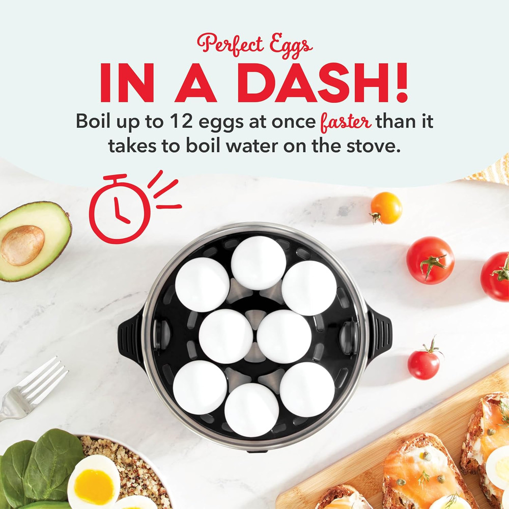 DASH Deluxe Rapid Egg Cooker for Hard Boiled, Poached, Scrambled Eggs, Omelets,
