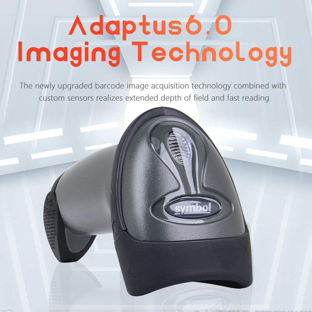 Zebra Symbol LS2208-SR20007R-NA 1D Laser Barcode Scanner w/Stand + USB Cable