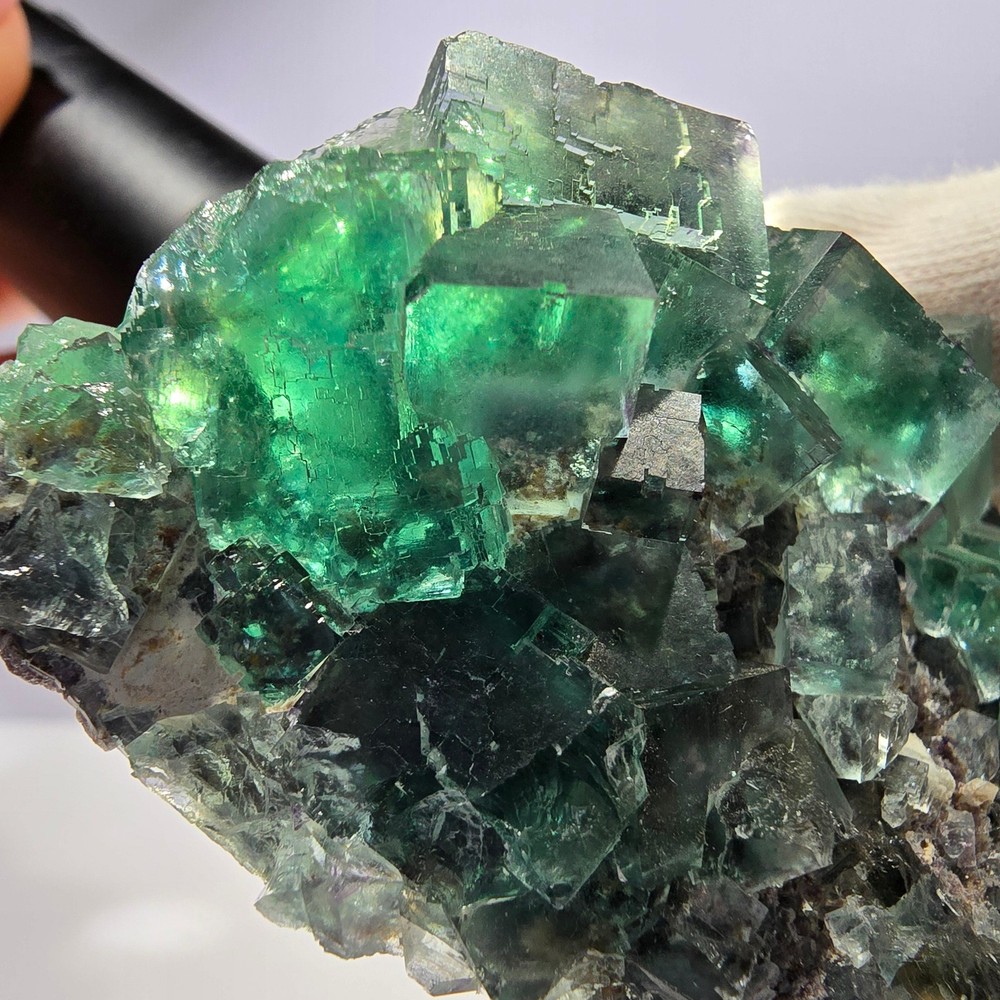 Large Phantom Fluorite Cube Stepped Green Okorusu Namibia 105*45*36mm