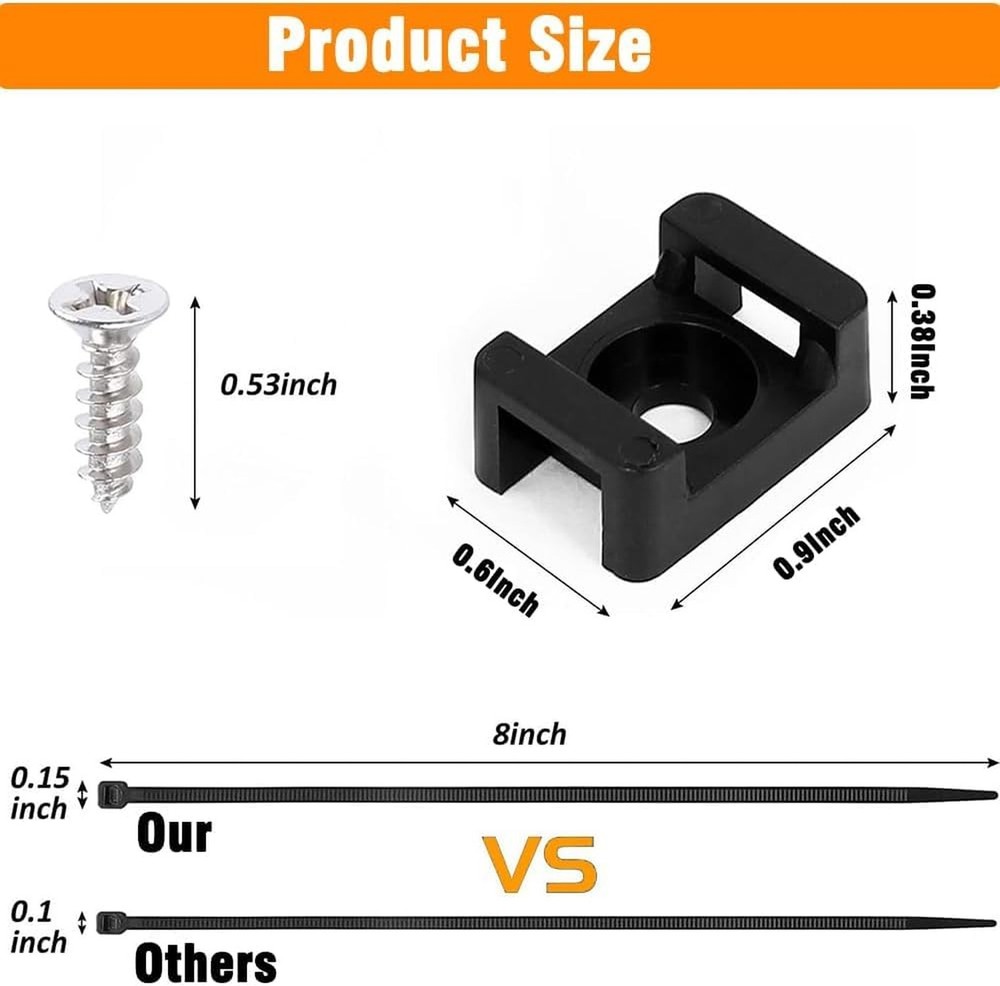 Cable Zip Tie Mounts Kit-100 Pcs Cable Zip Tie Saddle Type Mounts Base with 1...
