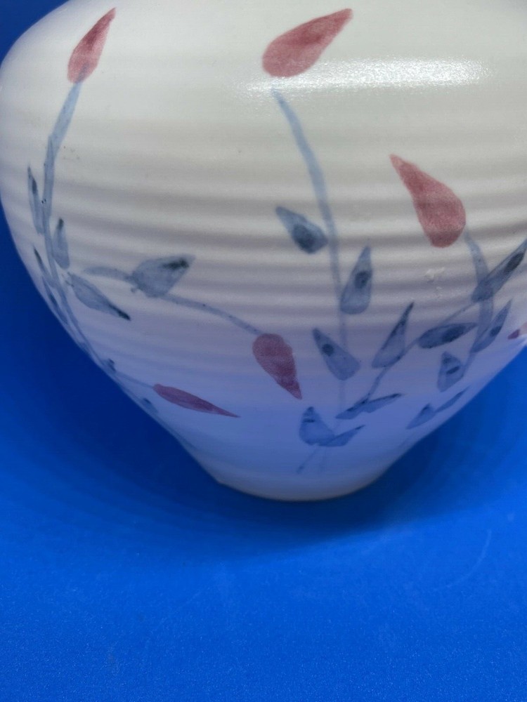 VINTAGE HANDMADE BLUE AND RED ACCENTED POTTERY