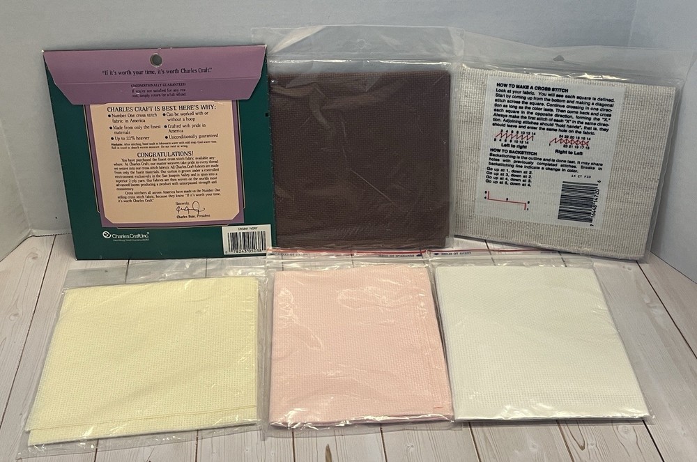 mixed lot 6 packages cross stitch fabric