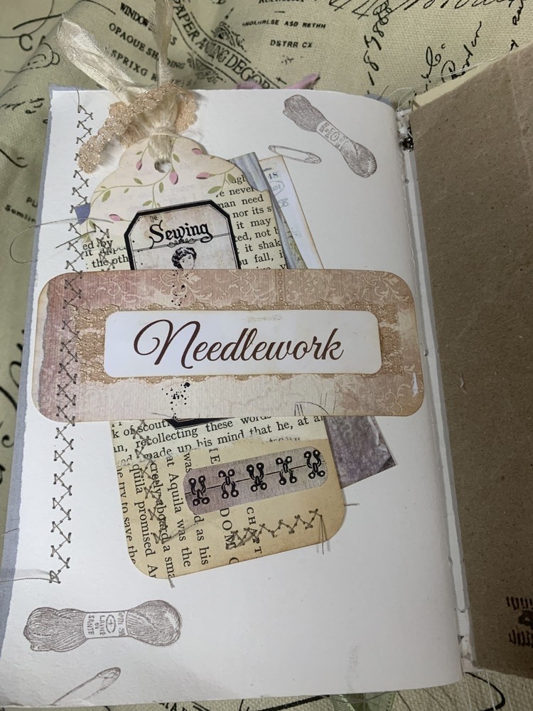 Vintage style Junk Journal with Sewing Theme Ephemera Diary Handmade