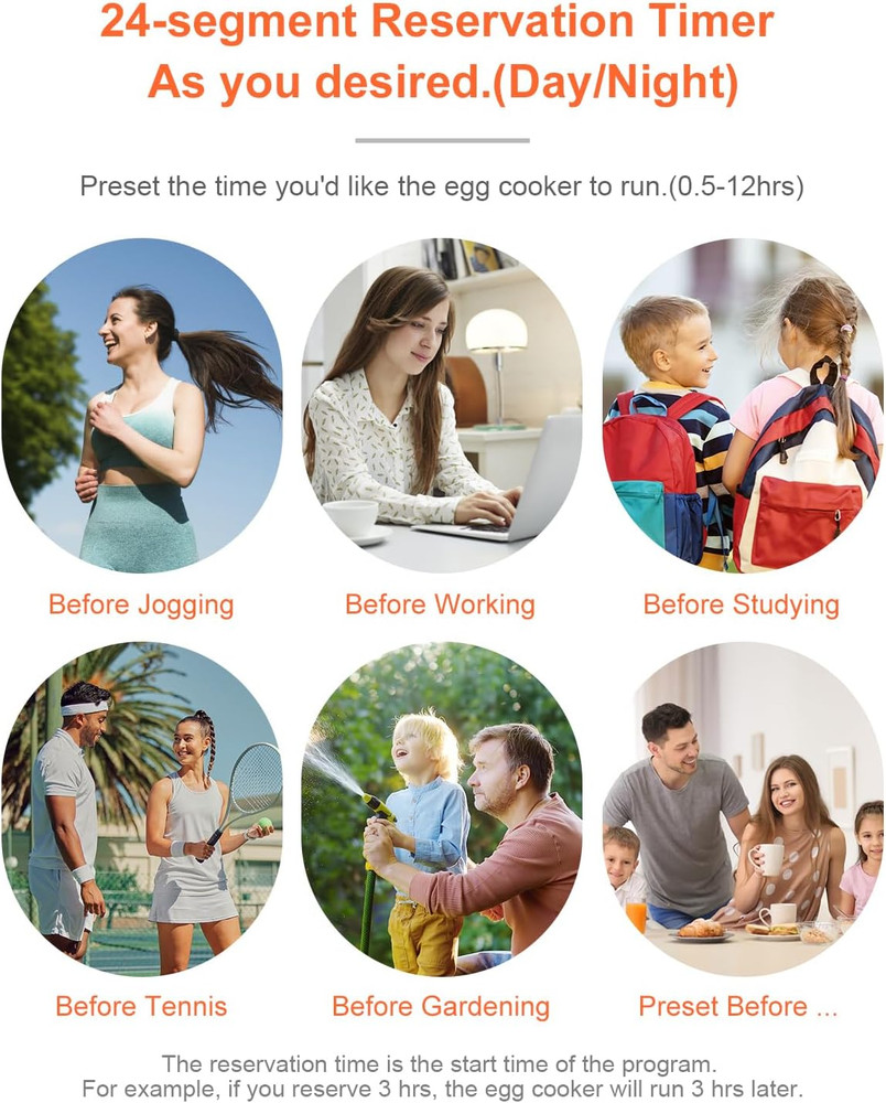 6-Function Egg Cooker Hard Boiled Eggs Boiler Timer Soft Electric Auto Shut Off